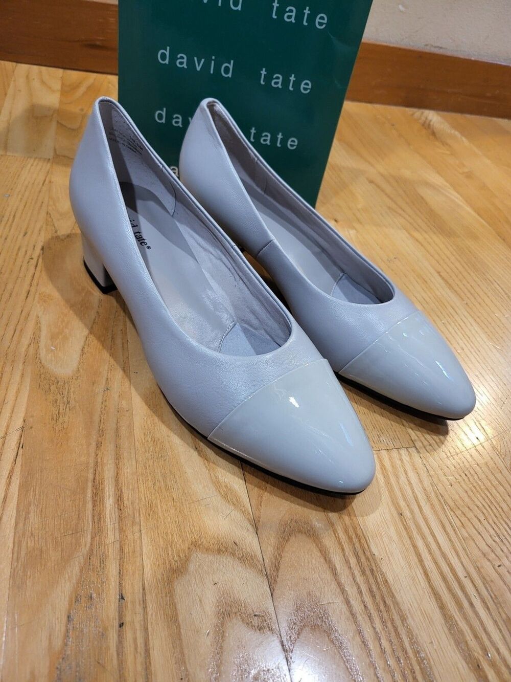 David Tate Colette Pumps Womens 10.5 M Light Gray Nappa Leather Slip On NEW